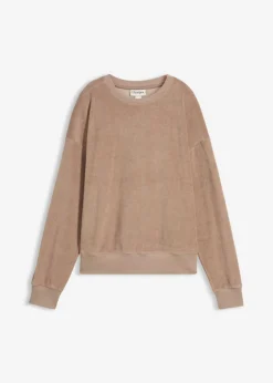 bonprix bonprix Camiseta de manga larga de felpa Marrón grisáceo Outlet