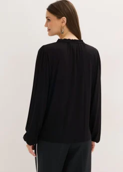 bonprix bonprix Camiseta de manga larga de mezcla de viscosa Negro New