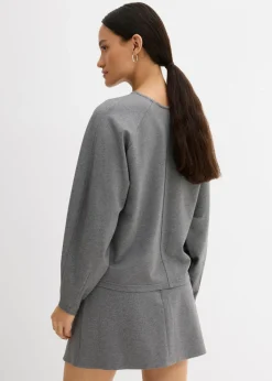 bonprix bonprix Camiseta de manga larga de cómodo Punto di Roma Gris jaspeado Clearance