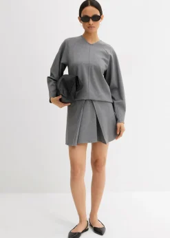 bonprix bonprix Camiseta de manga larga de cómodo Punto di Roma Gris jaspeado Clearance