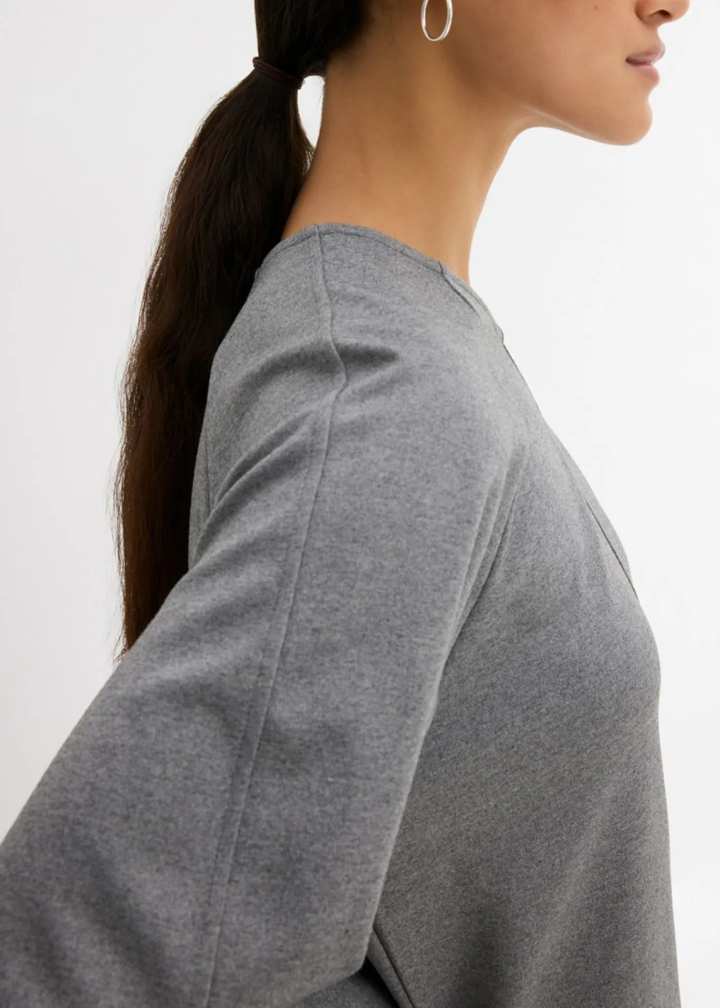 bonprix bonprix Camiseta de manga larga de cómodo Punto di Roma Gris jaspeado Clearance