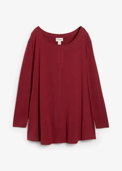 bonprix bonprix Camiseta de manga larga de mezcla de viscosa y algodón Ciruela Sale