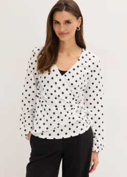 bonprix bonprix Camiseta de manga larga de punto estructurado blanco/negro topos Best
