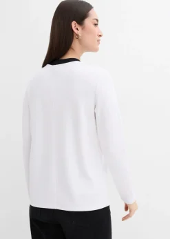bonprix bonprix Camiseta de manga larga de mezcla de viscosa con cuello alto Blanco-negro Discount