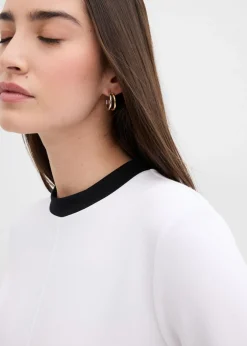 bonprix bonprix Camiseta de manga larga de mezcla de viscosa con cuello alto Blanco-negro Discount