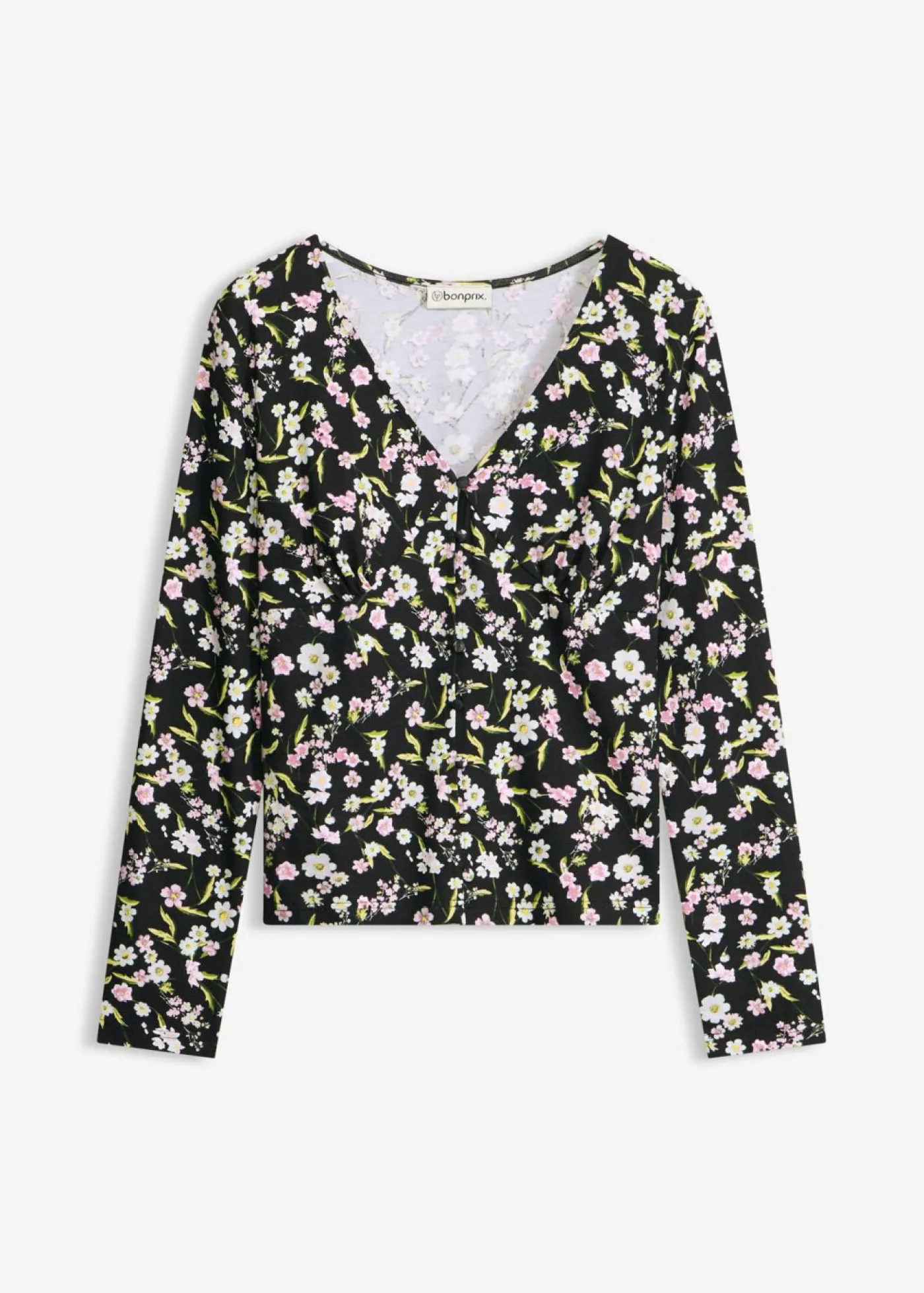 bonprix bonprix Camiseta de manga larga de mezcla de algodón Negro Outlet