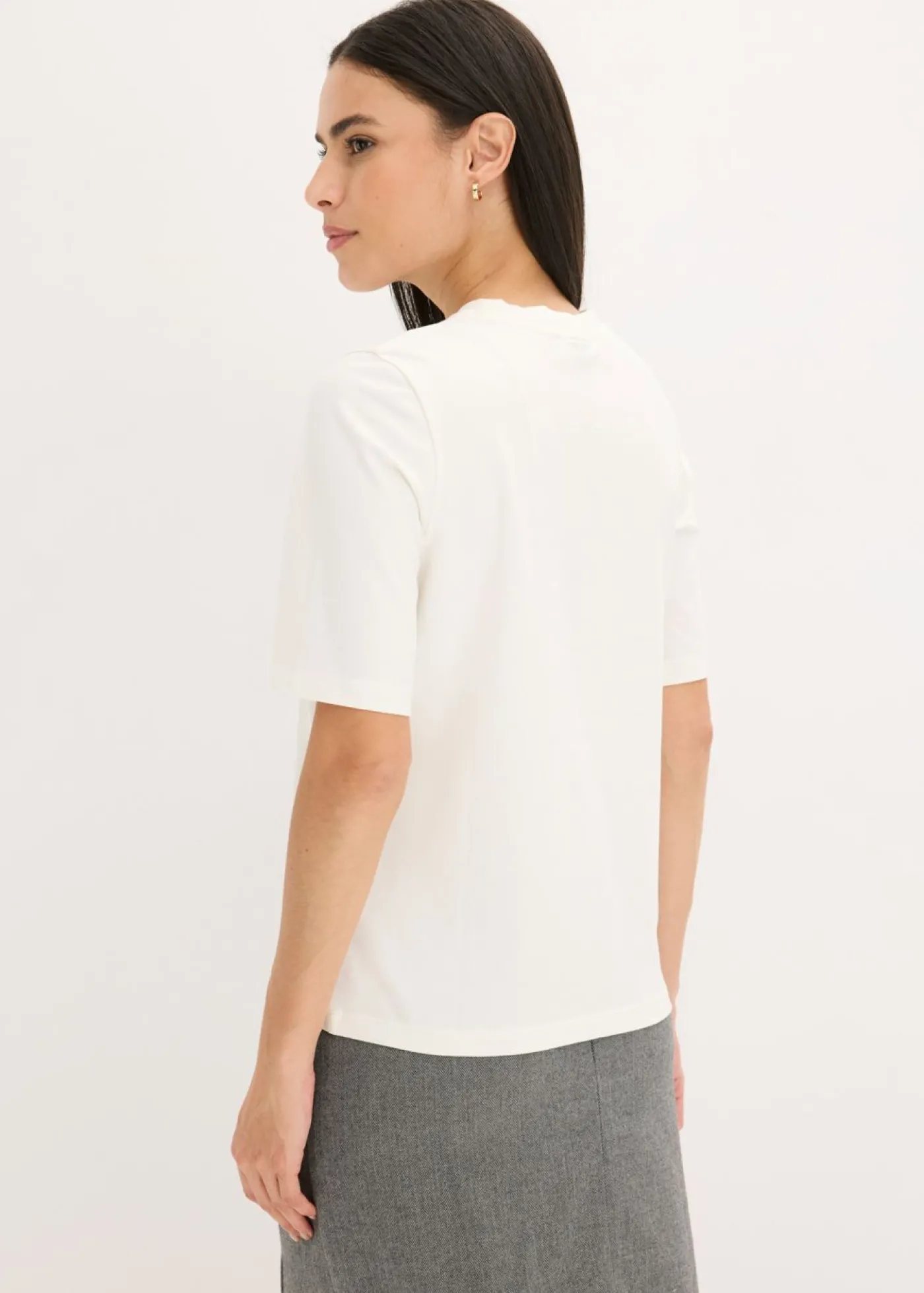bonprix bonprix Camiseta de media manga con lentejuelas y estampado Blanco lana estampado Hot
