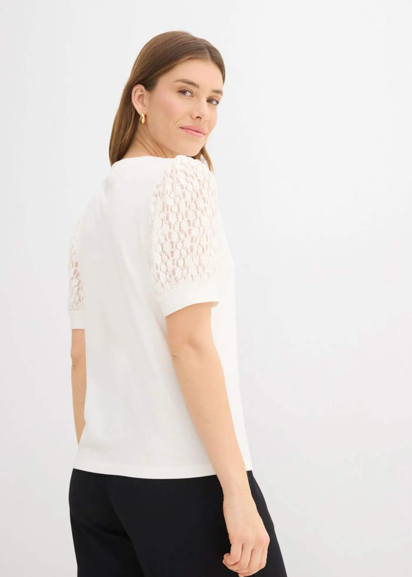 bonprix bonprix Camiseta de mezcla de algodón Blanco lana Online