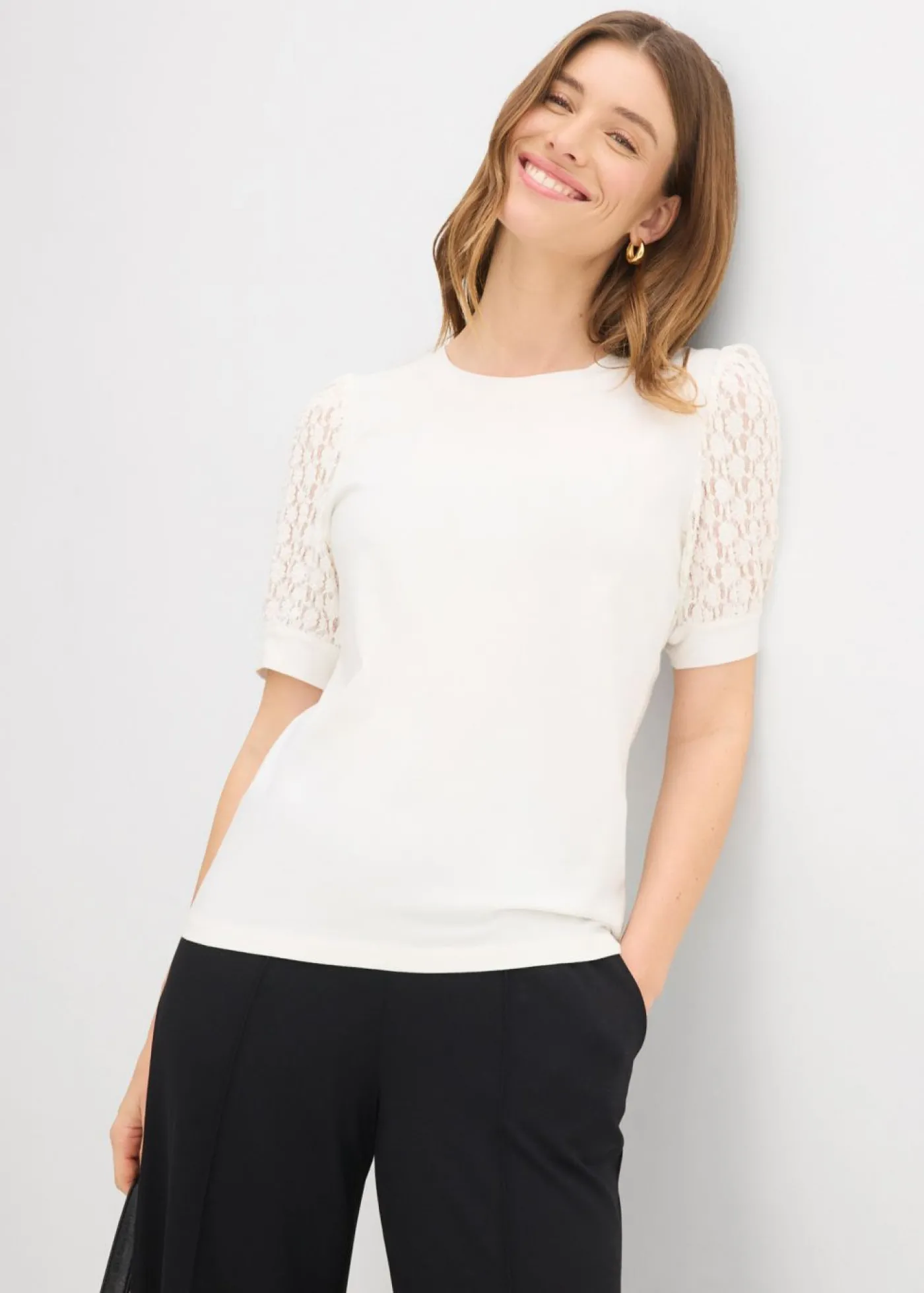 bonprix bonprix Camiseta de mezcla de algodón Blanco lana Online
