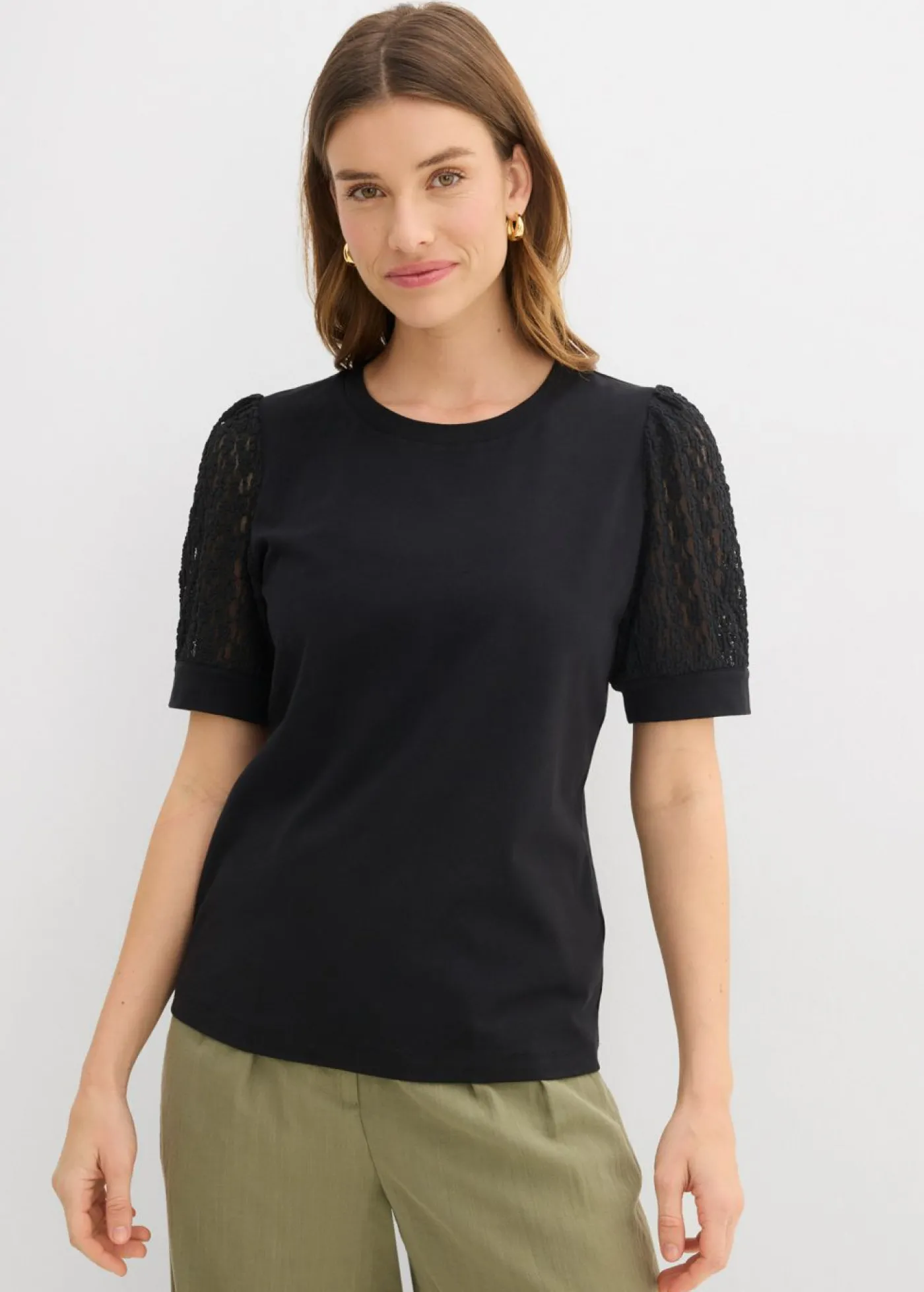 bonprix bonprix Camiseta de mezcla de algodón Negro New