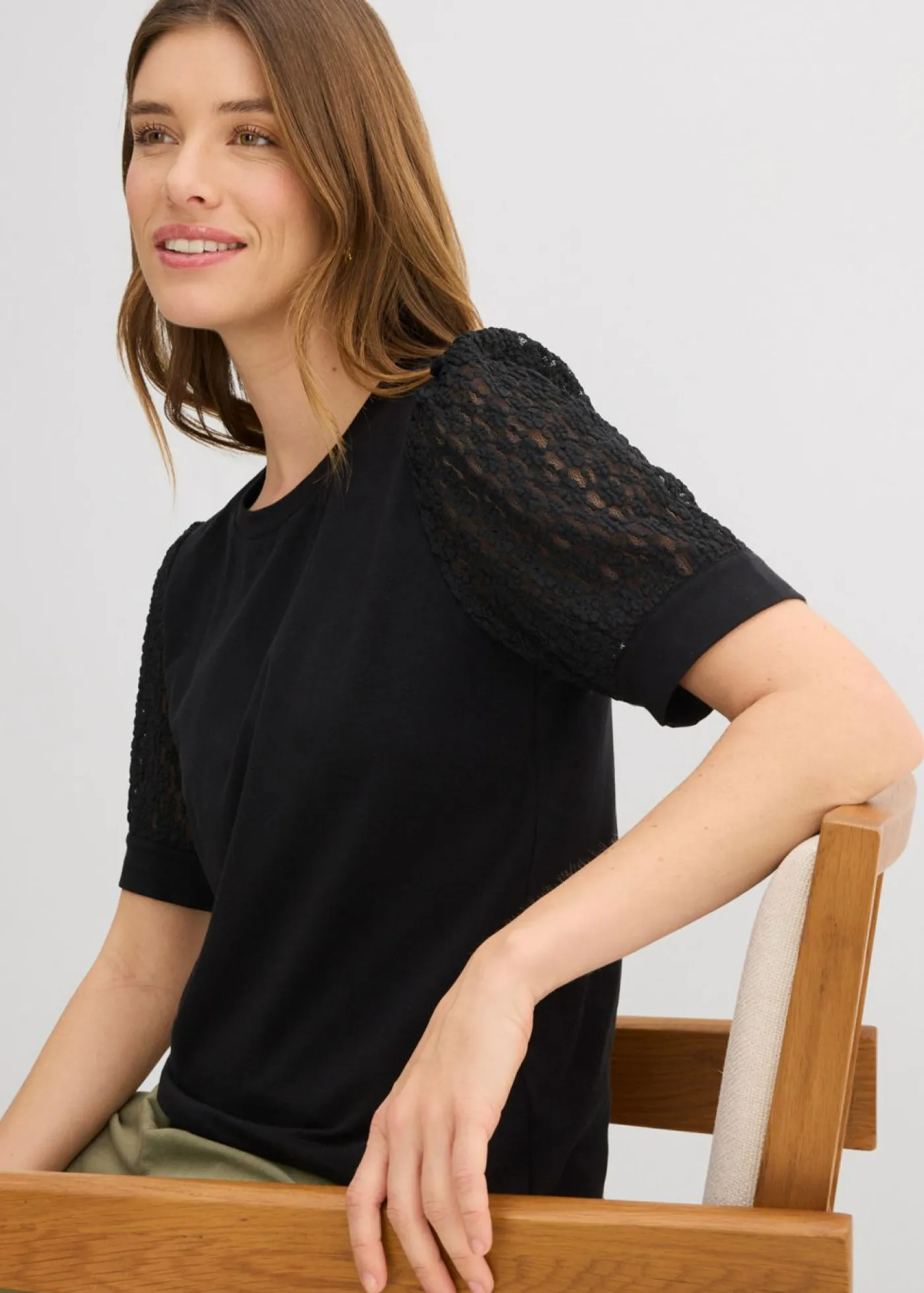 bonprix bonprix Camiseta de mezcla de algodón Negro New
