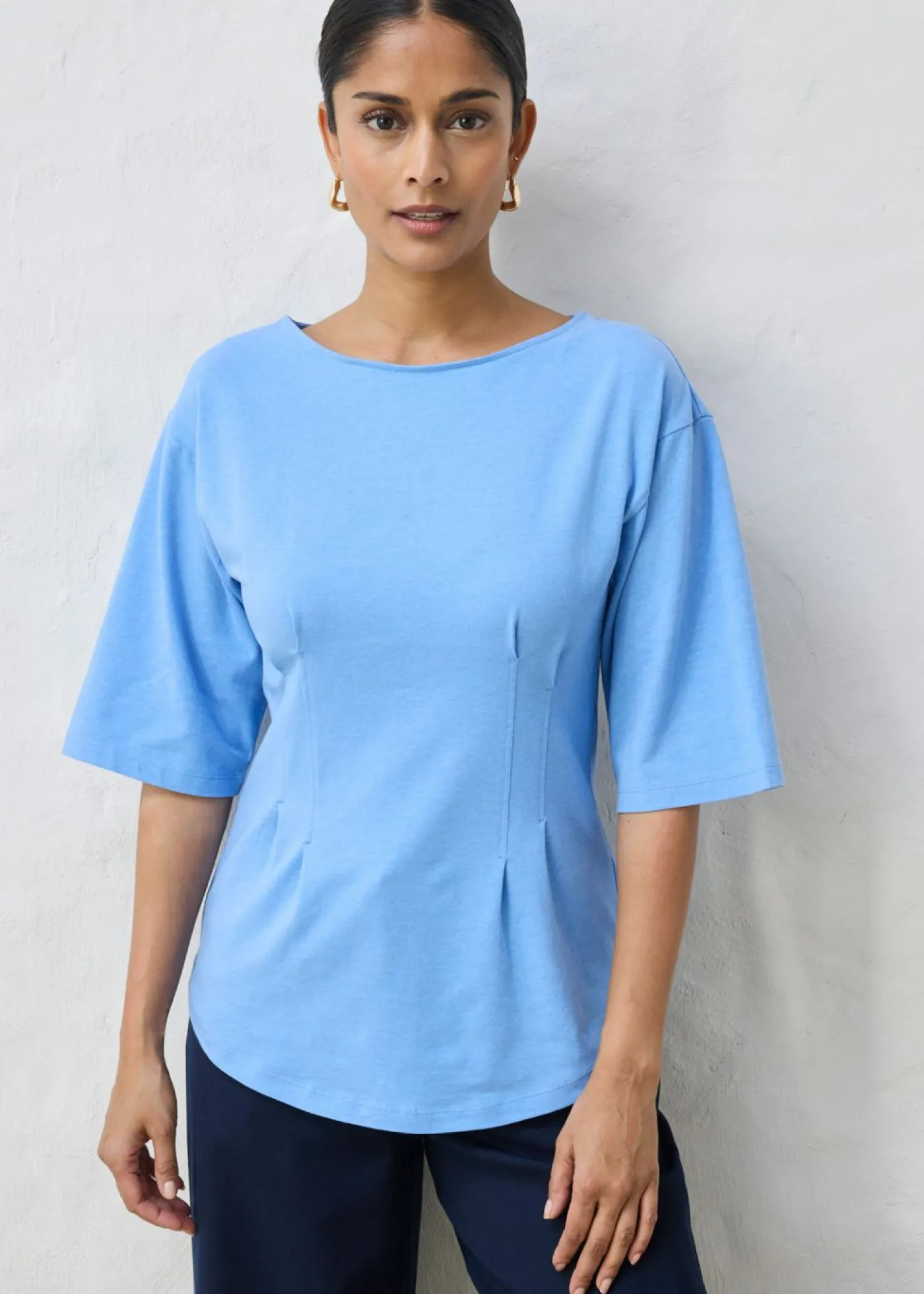 bonprix bonprix Camiseta de mezcla de algodón azul provenzal Clearance