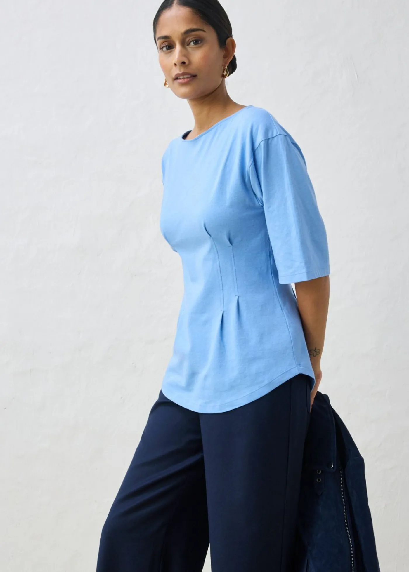 bonprix bonprix Camiseta de mezcla de algodón azul provenzal Clearance