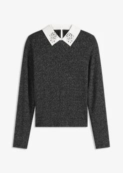 bonprix bonprix Camiseta de mezcla de algodón negro-plata moteado Sale