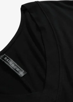 bonprix bonprix Camiseta de mezcla de viscosa fluida Negro New