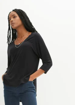 bonprix bonprix Camiseta de mezcla de viscosa fluida Negro New