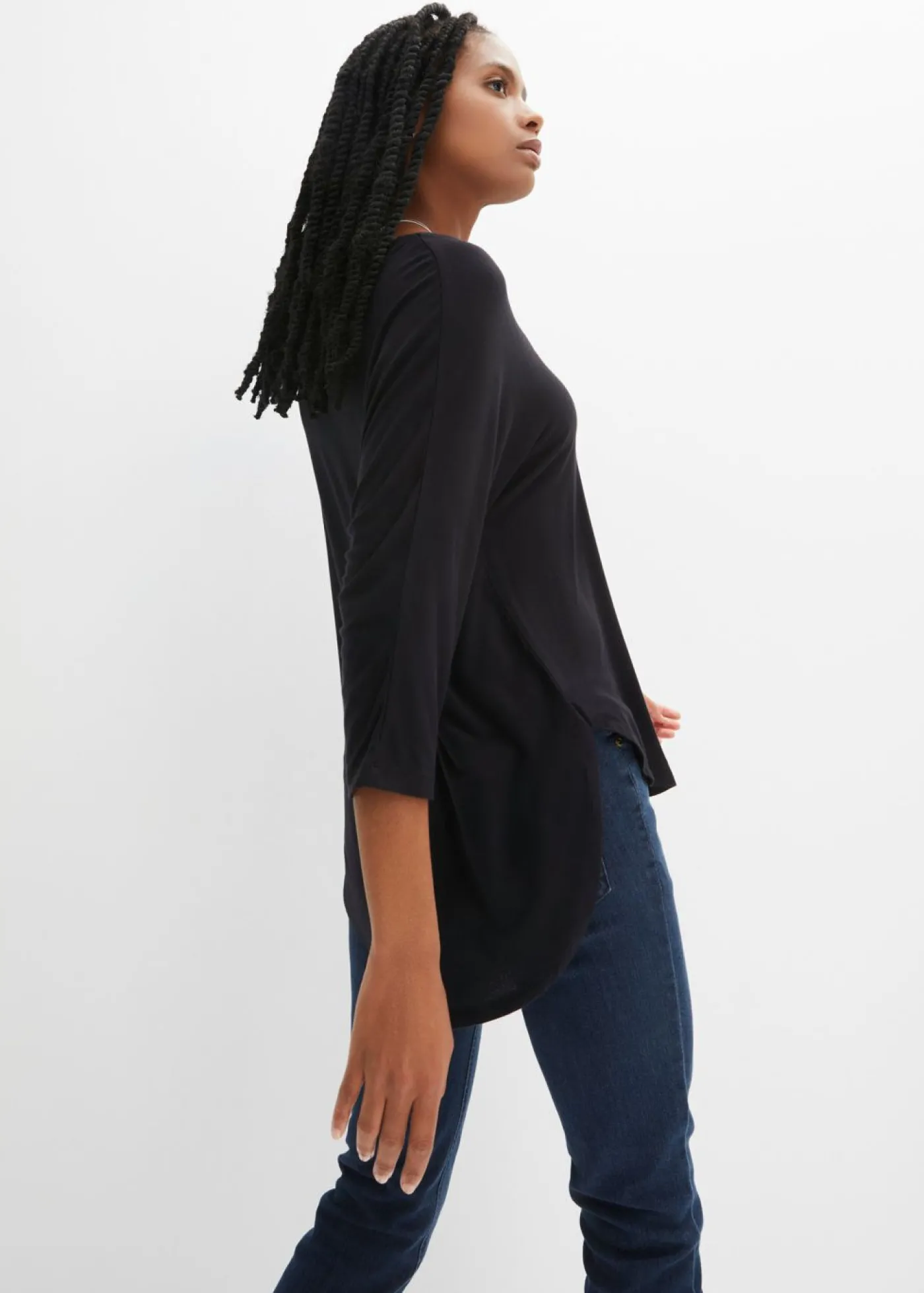 bonprix bonprix Camiseta de mezcla de viscosa fluida Negro New