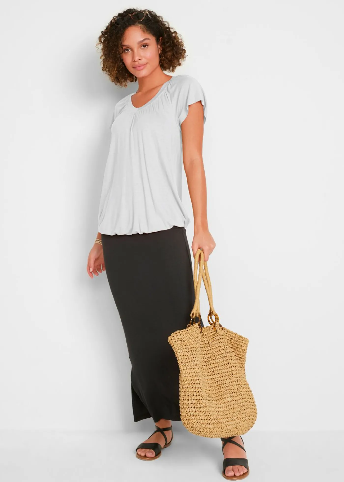 bonprix bonprix Camiseta de mezcla de viscosa Blanco Outlet