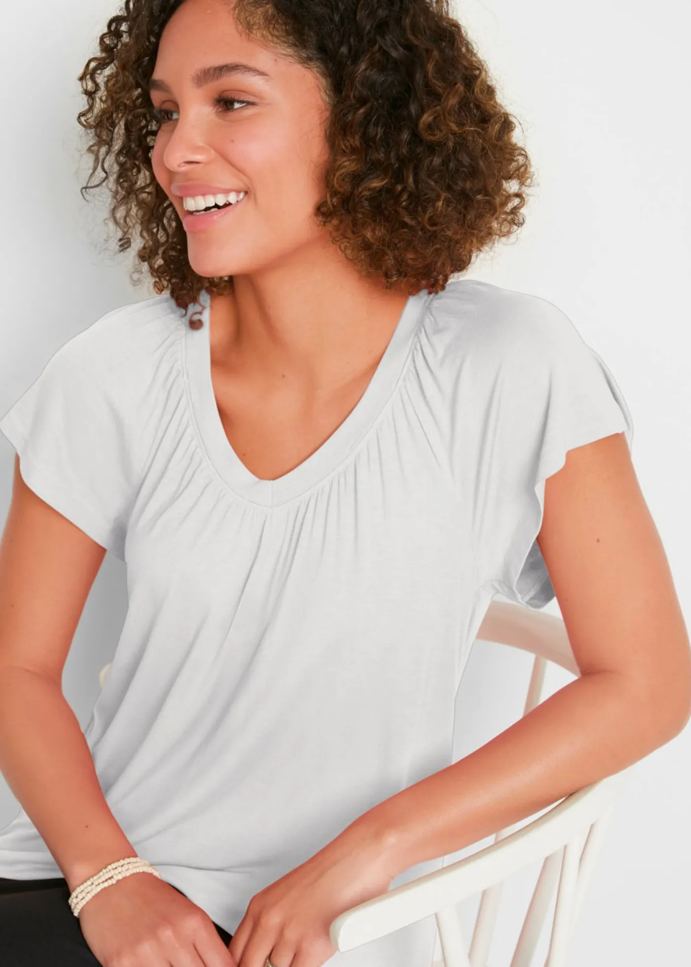 bonprix bonprix Camiseta de mezcla de viscosa Blanco Outlet