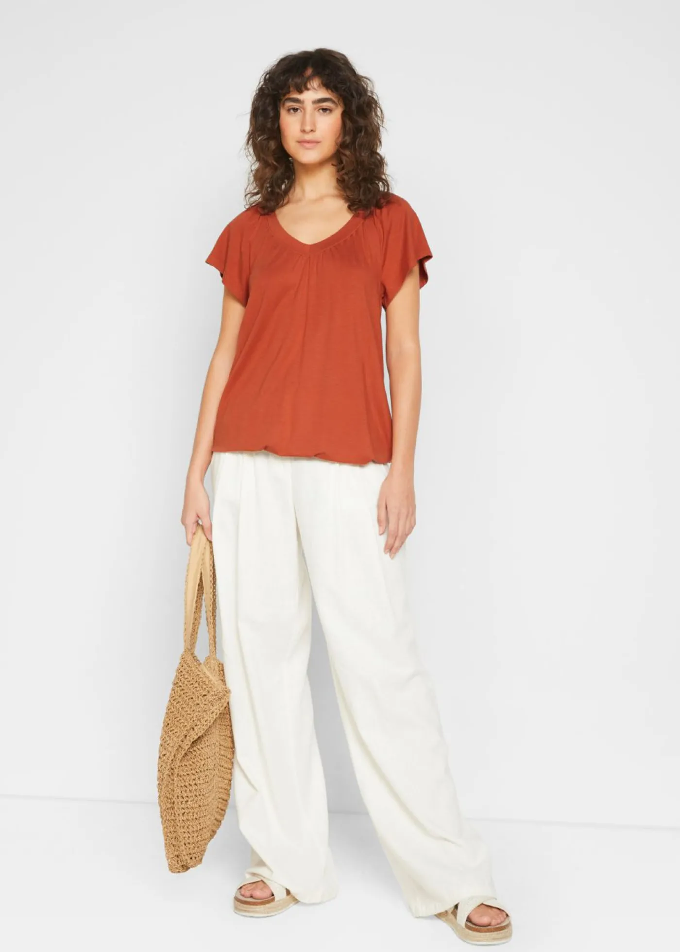 bonprix bonprix Camiseta de mezcla de viscosa caoba Discount