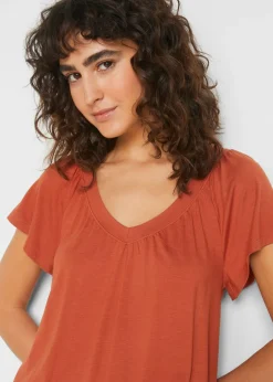 bonprix bonprix Camiseta de mezcla de viscosa caoba Discount