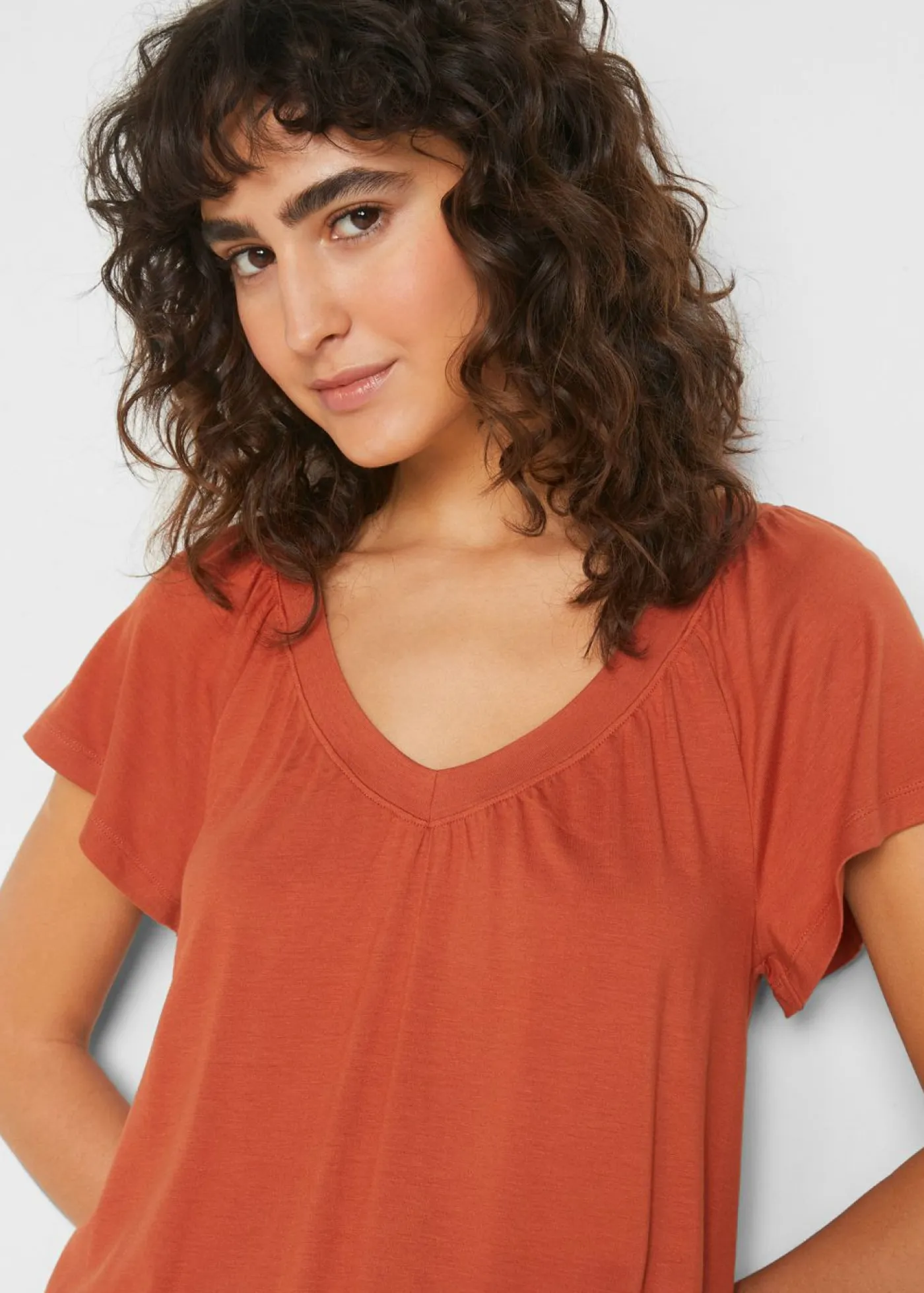 bonprix bonprix Camiseta de mezcla de viscosa caoba Discount