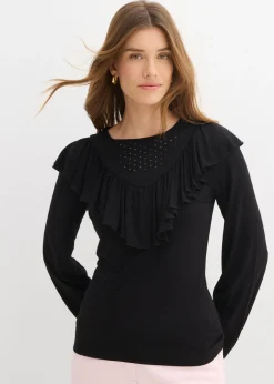 bonprix bonprix Camiseta de mezcla de viscosa Negro Clearance