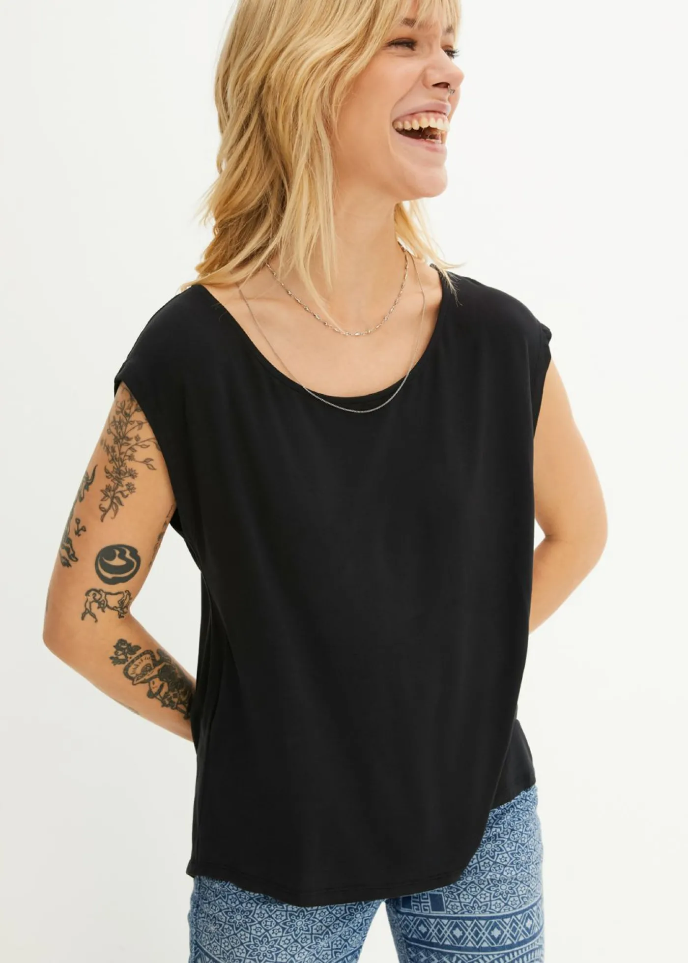 bonprix bonprix Camiseta de mezcla de viscosa Negro Best