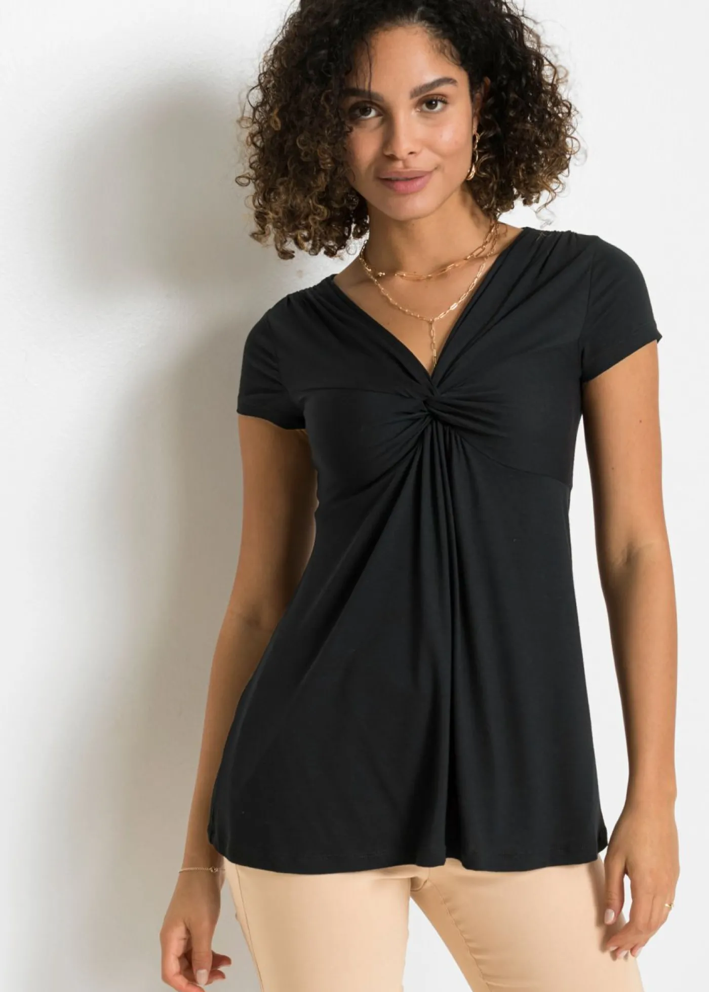 bonprix bonprix Camiseta de mezcla de viscosa Negro
