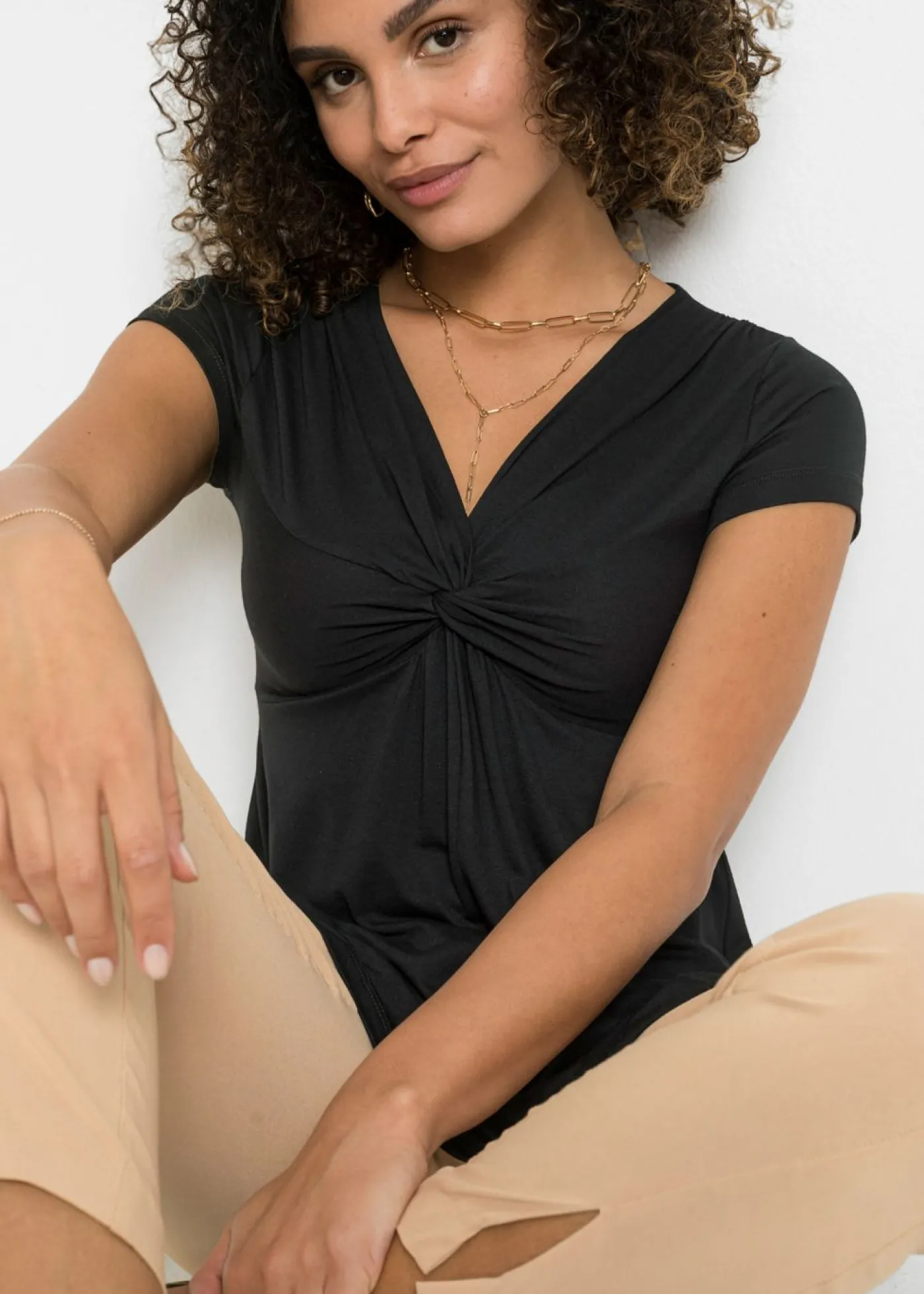 bonprix bonprix Camiseta de mezcla de viscosa Negro