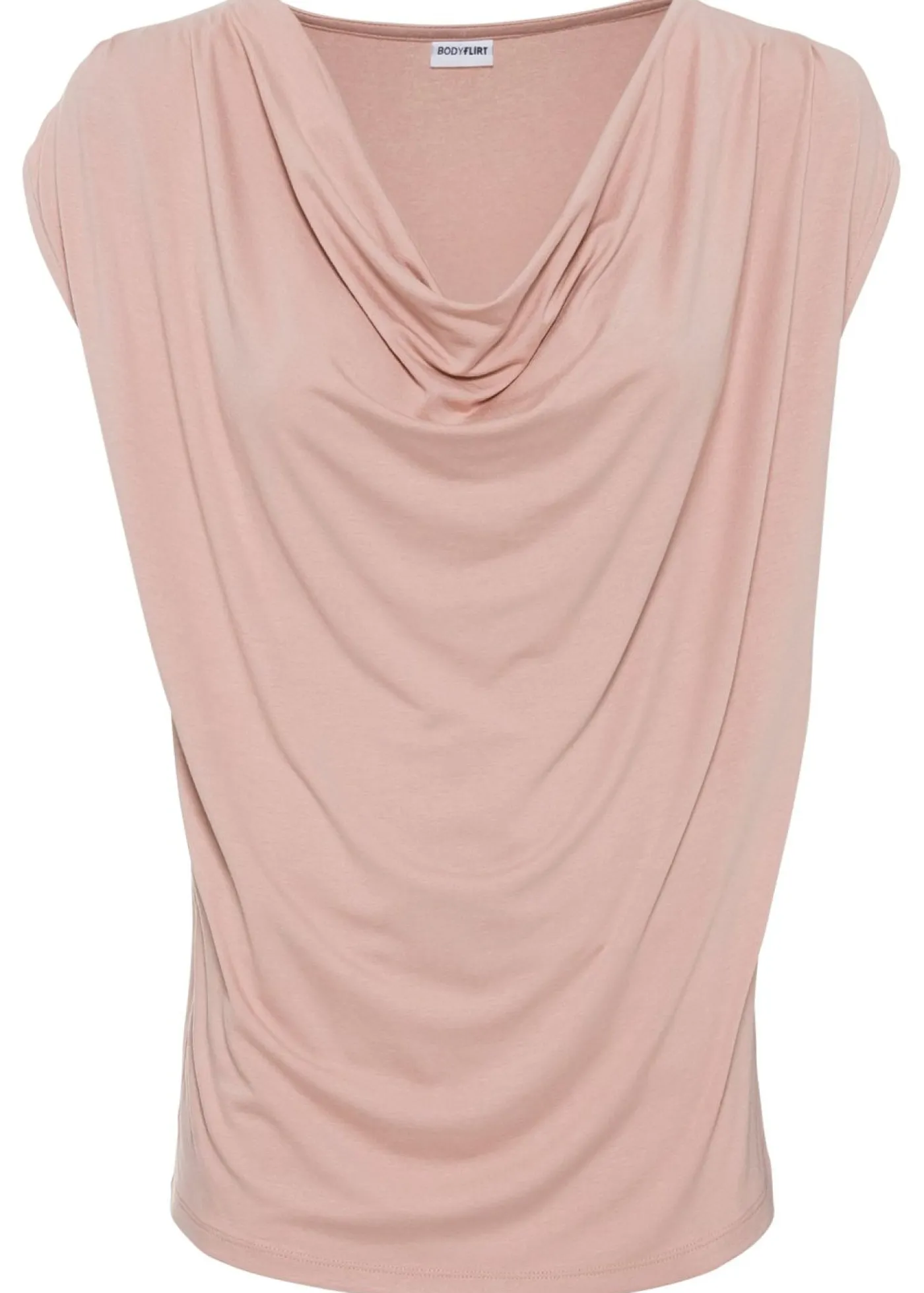 bonprix bonprix Camiseta de mezcla de viscosa con escote en cascada Rosa vintage Outlet