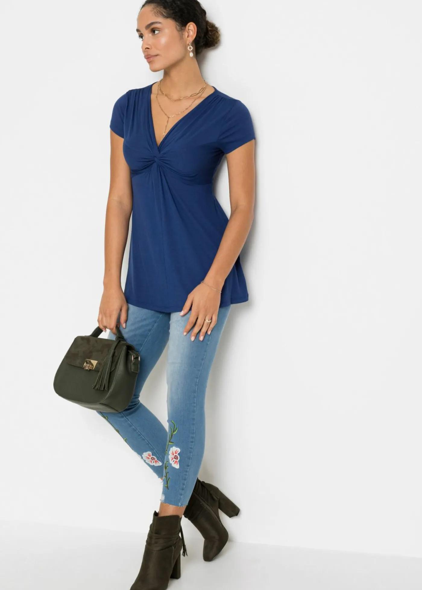 bonprix bonprix Camiseta de mezcla de viscosa Azul oxford