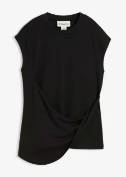 bonprix bonprix Camiseta de mezcla de viscosa con dobladillo asimétrico Negro Online