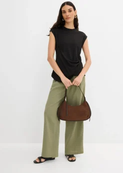 bonprix bonprix Camiseta de mezcla de viscosa con dobladillo asimétrico Negro Online