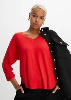 bonprix bonprix Camiseta de mezcla de viscosa fluida fresa Sale