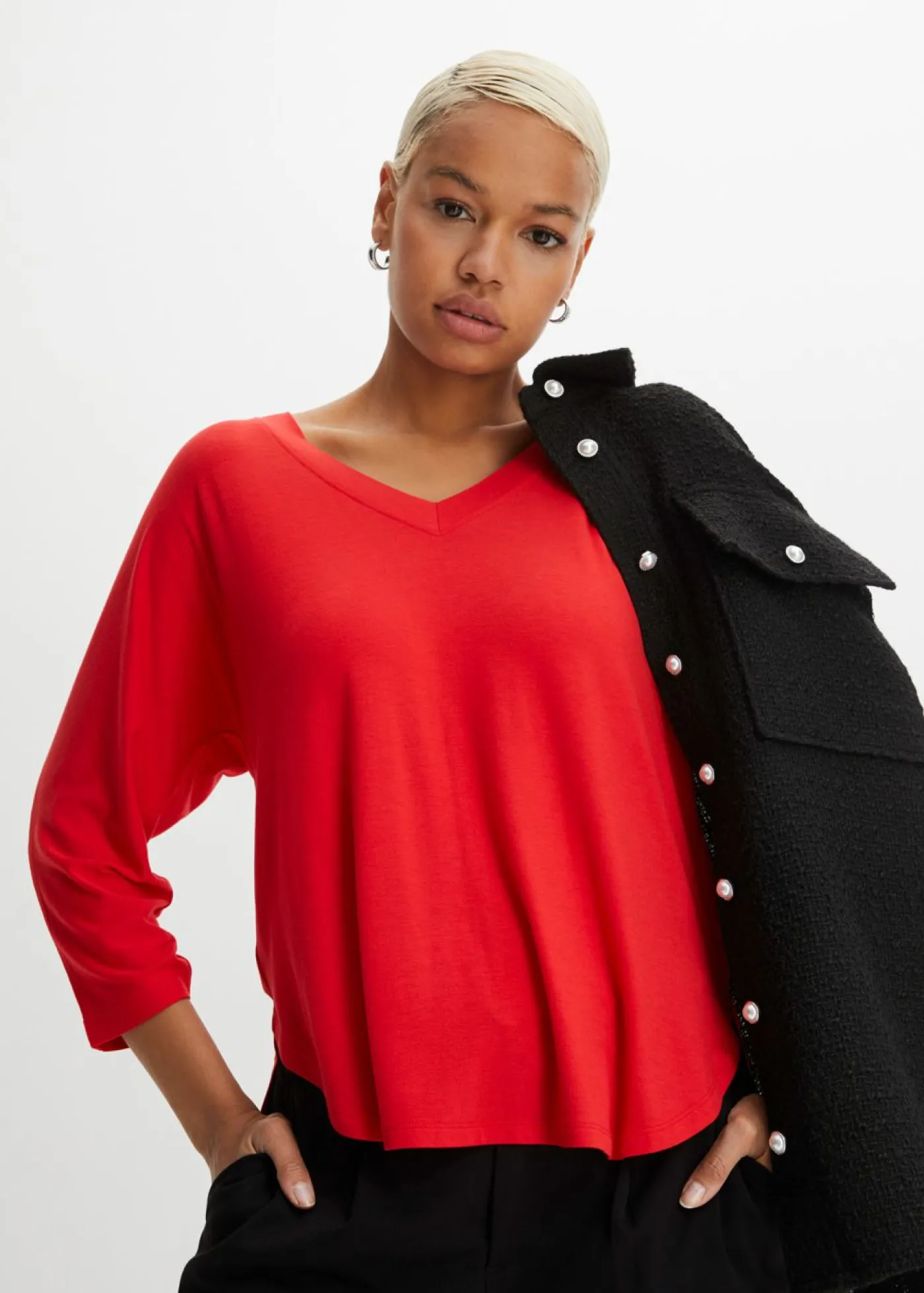 bonprix bonprix Camiseta de mezcla de viscosa fluida fresa Sale