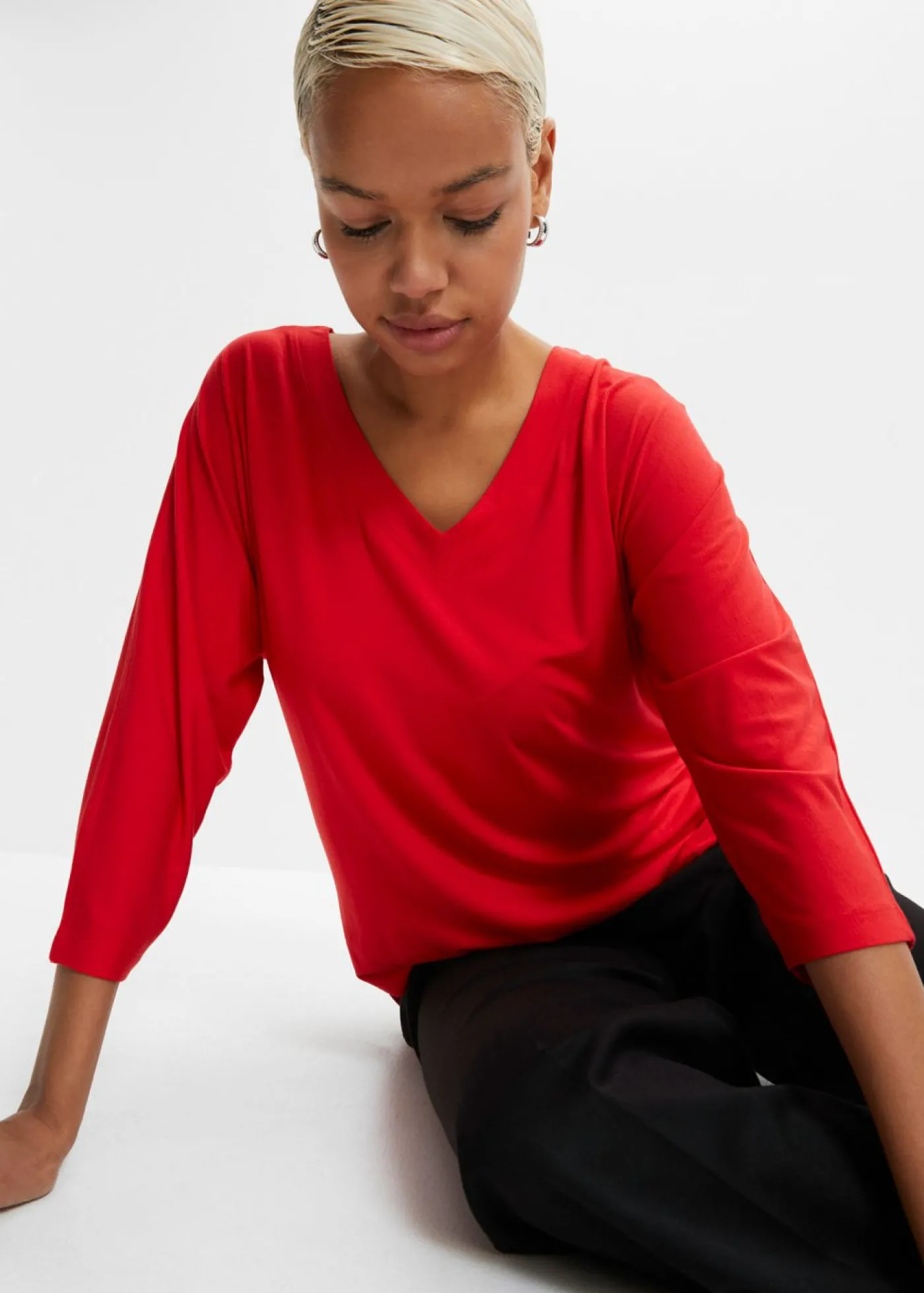 bonprix bonprix Camiseta de mezcla de viscosa fluida fresa Sale
