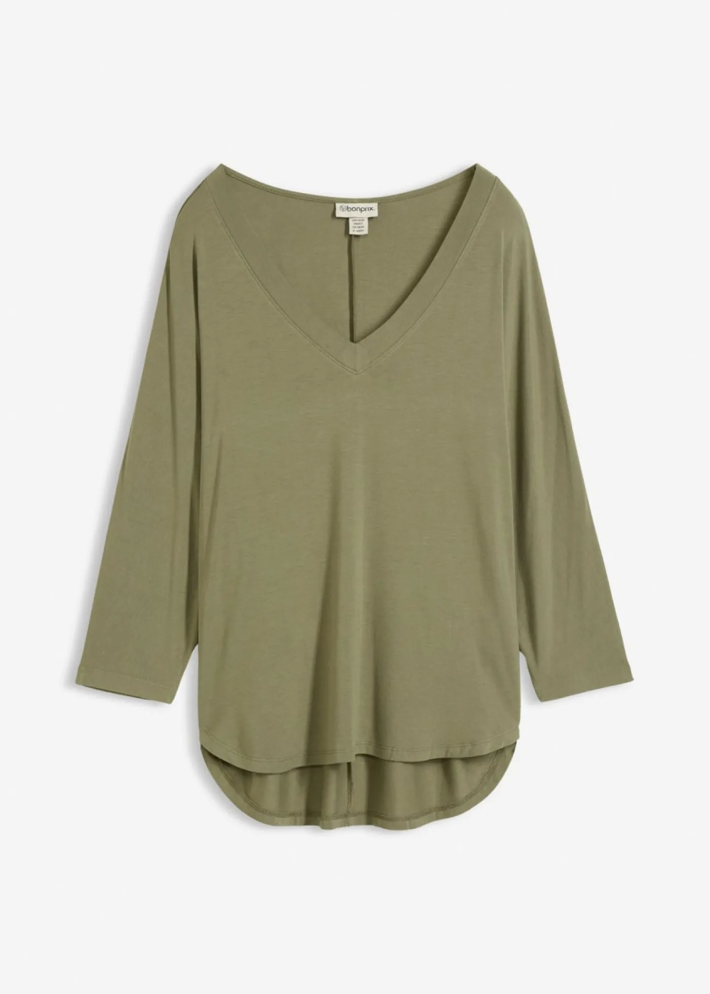bonprix bonprix Camiseta de mezcla de viscosa fluida Verde oliva