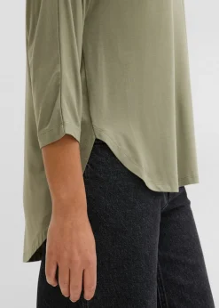 bonprix bonprix Camiseta de mezcla de viscosa fluida Verde oliva