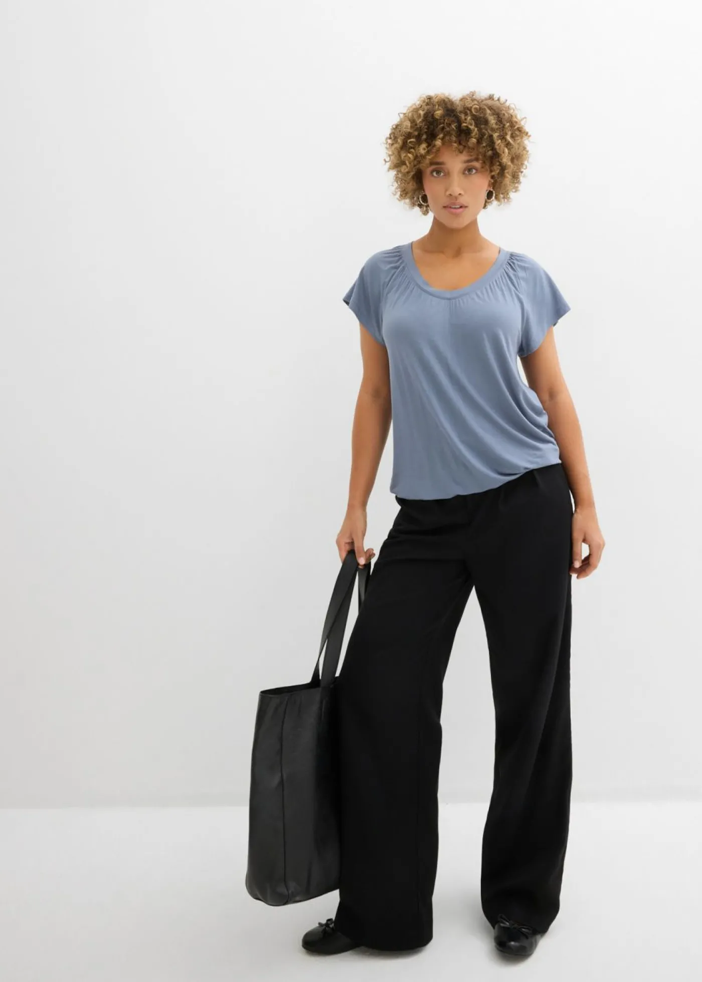 bonprix bonprix Camiseta de mezcla de viscosa Azul ahumado Clearance