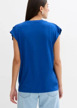 bonprix bonprix Camiseta de mezcla de viscosa fluida azul genciana New