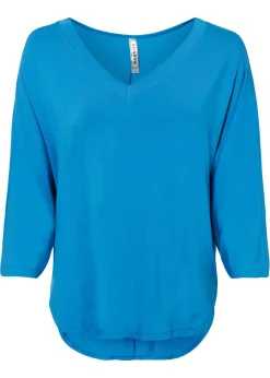 bonprix bonprix Camiseta de mezcla de viscosa fluida azul mediterráneo Clearance