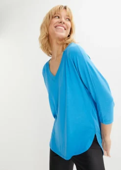 bonprix bonprix Camiseta de mezcla de viscosa fluida azul mediterráneo Clearance
