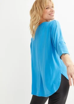 bonprix bonprix Camiseta de mezcla de viscosa fluida azul mediterráneo Clearance