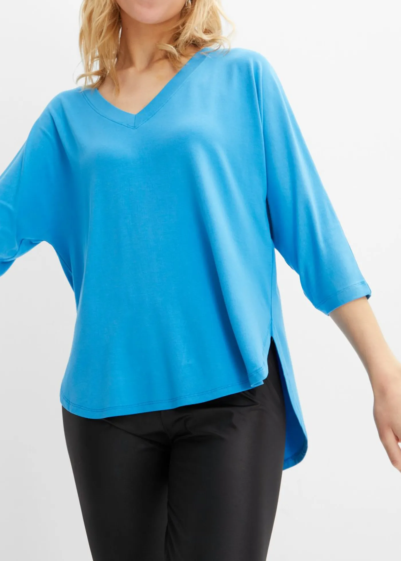 bonprix bonprix Camiseta de mezcla de viscosa fluida azul mediterráneo Clearance