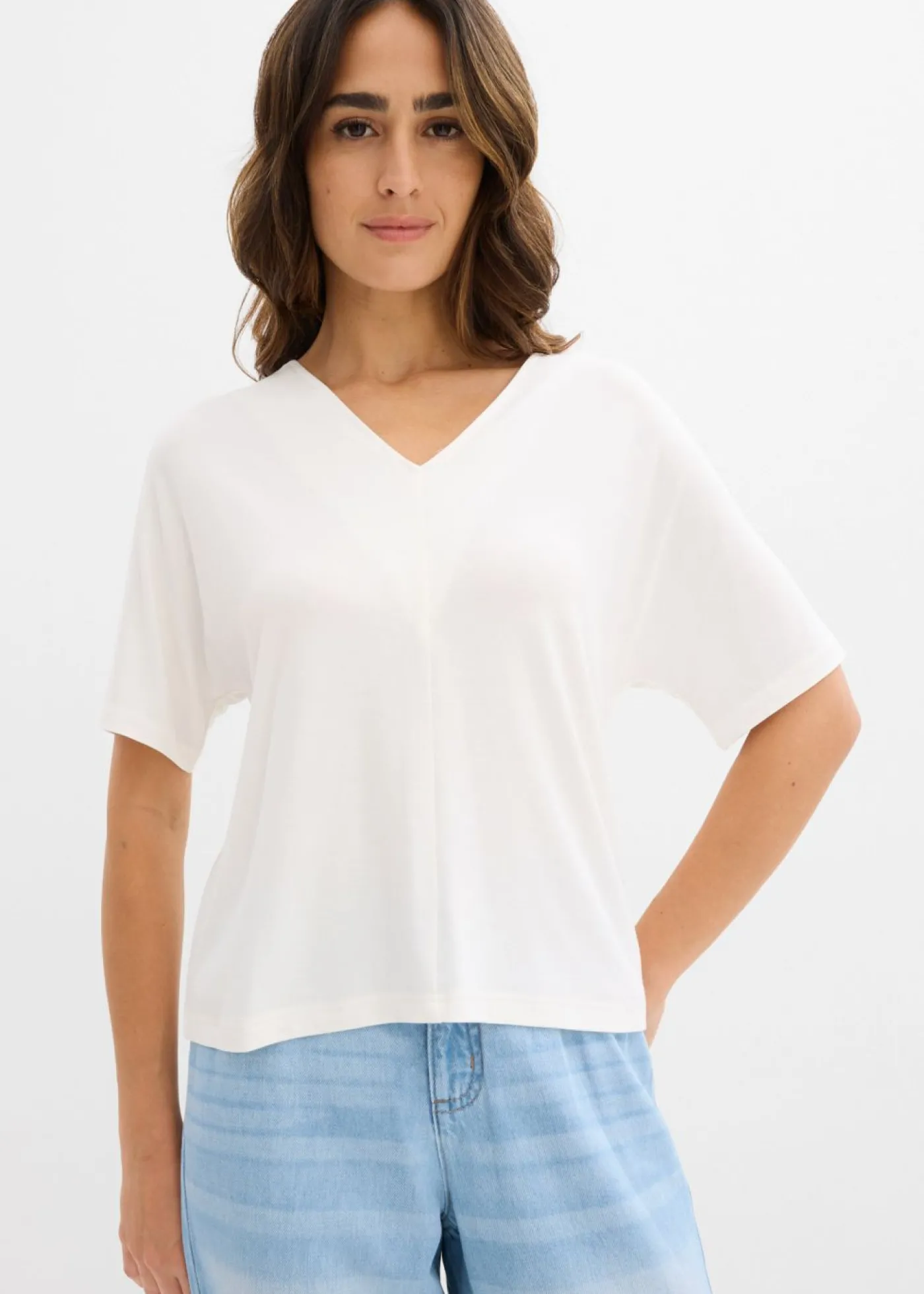 bonprix bonprix Camiseta de mezcla de viscosa Blanco lana Discount
