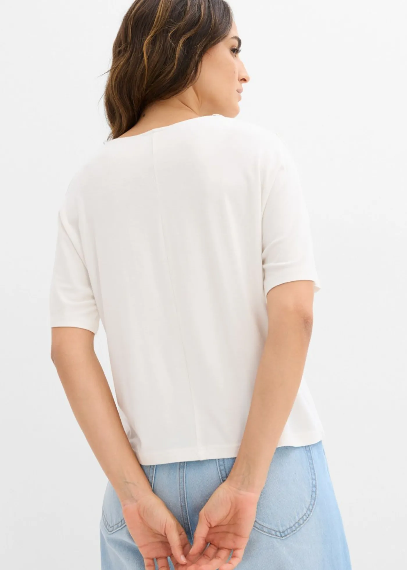 bonprix bonprix Camiseta de mezcla de viscosa Blanco lana Discount