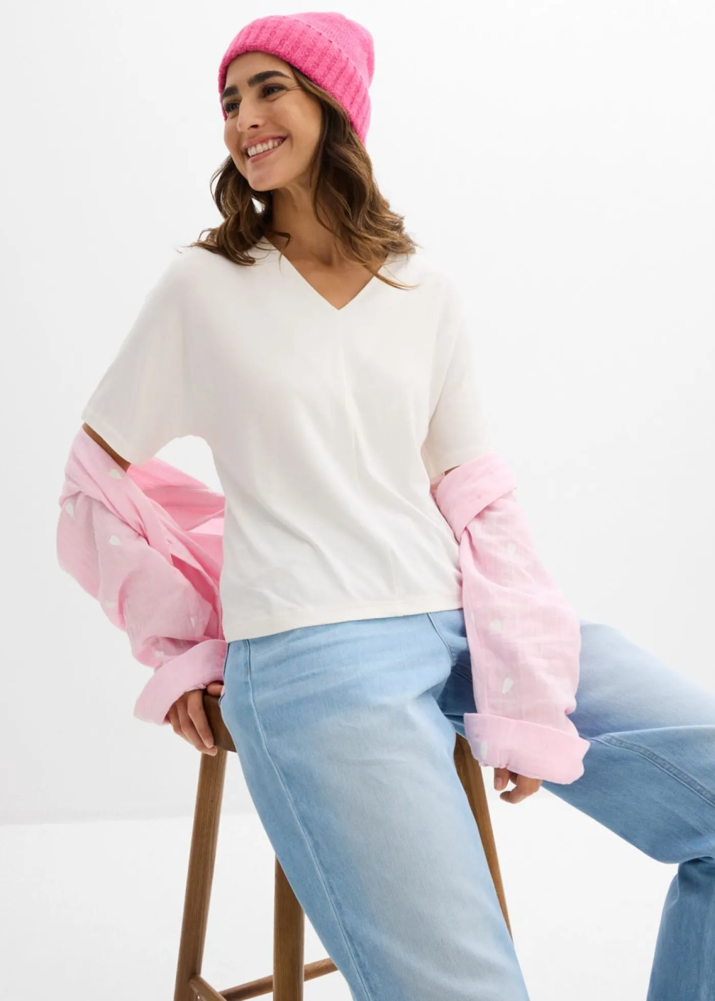 bonprix bonprix Camiseta de mezcla de viscosa Blanco lana Discount