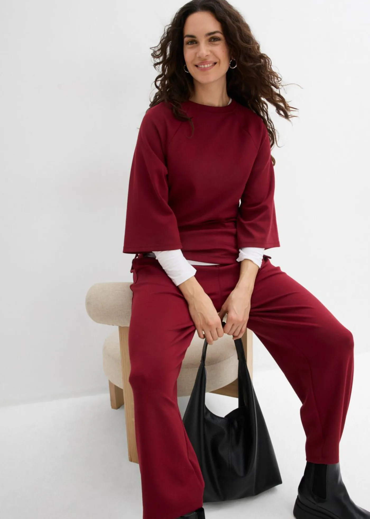 bonprix bonprix Camiseta de neopreno con inserto elástico Rojo rubí