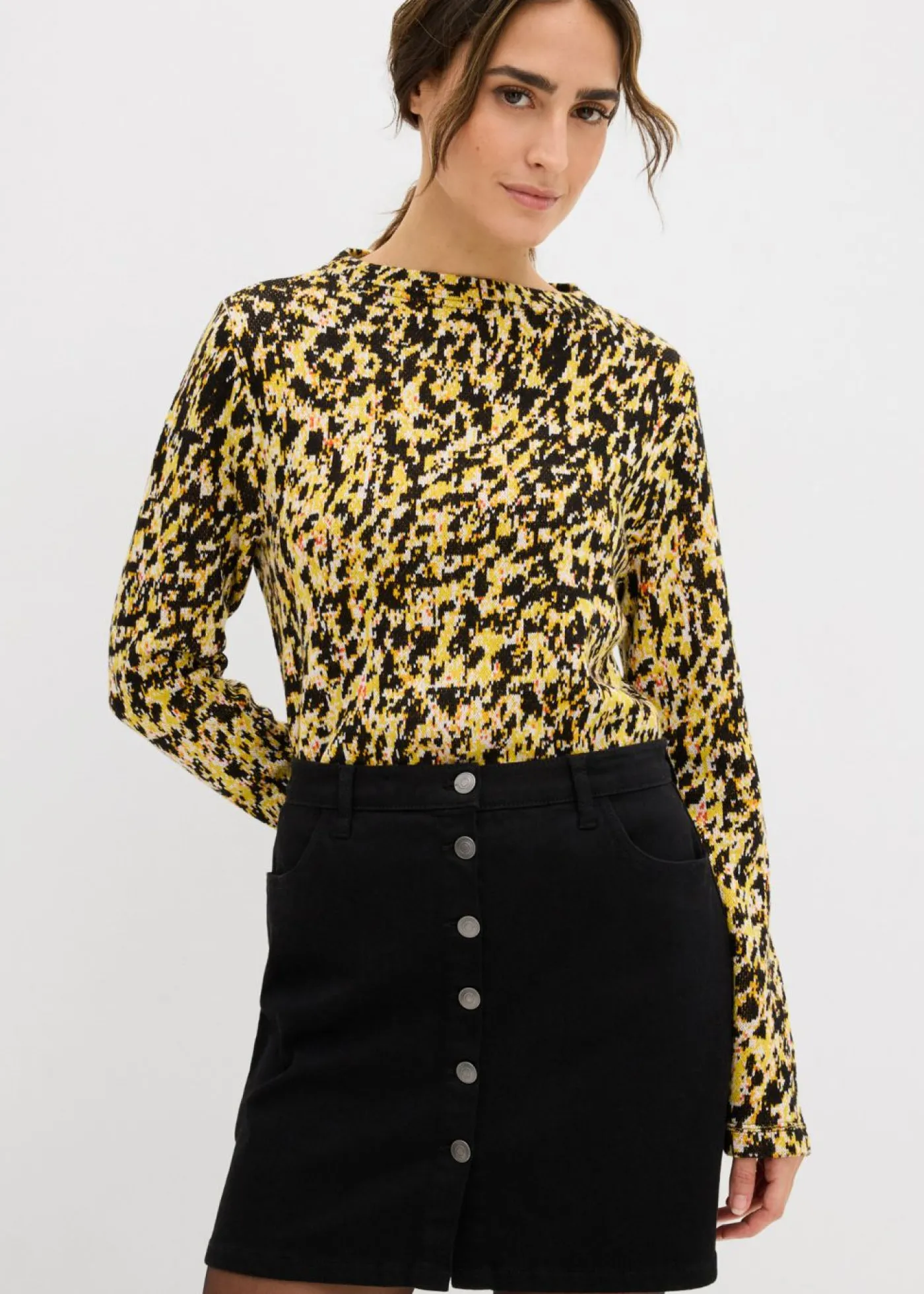 bonprix bonprix Camiseta de punto ajustada Negro Hot